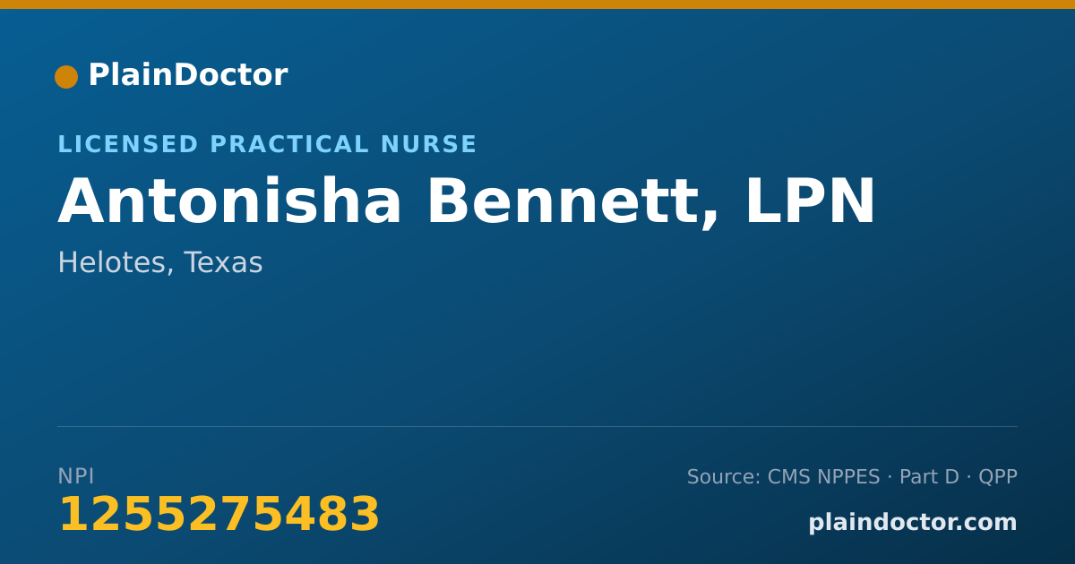 Shareable card for Antonisha Bennett, LPN - Licensed Practical Nurse, Helotes, TX