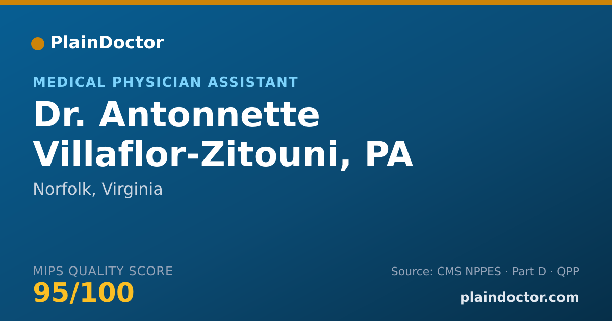 Shareable card for Antonnette Villaflor-Zitouni, PA C - Medical Physician Assistant, Norfolk, VA