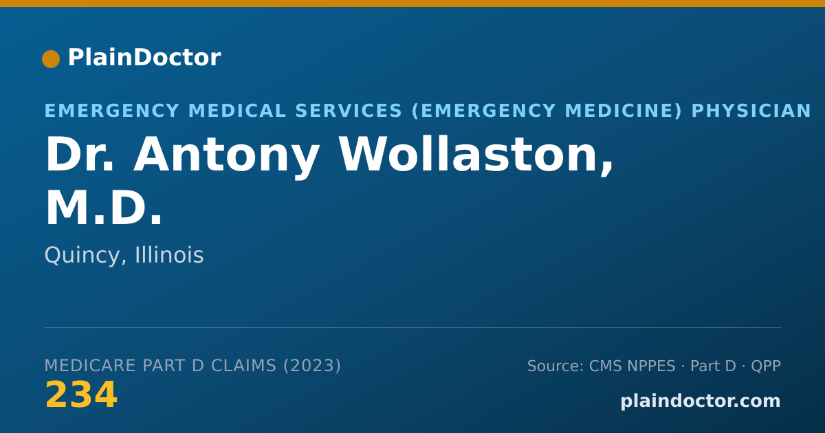 Shareable card for Antony Wollaston, M.D. - Emergency Medical Services (Emergency Medicine) Physician, Quincy, IL