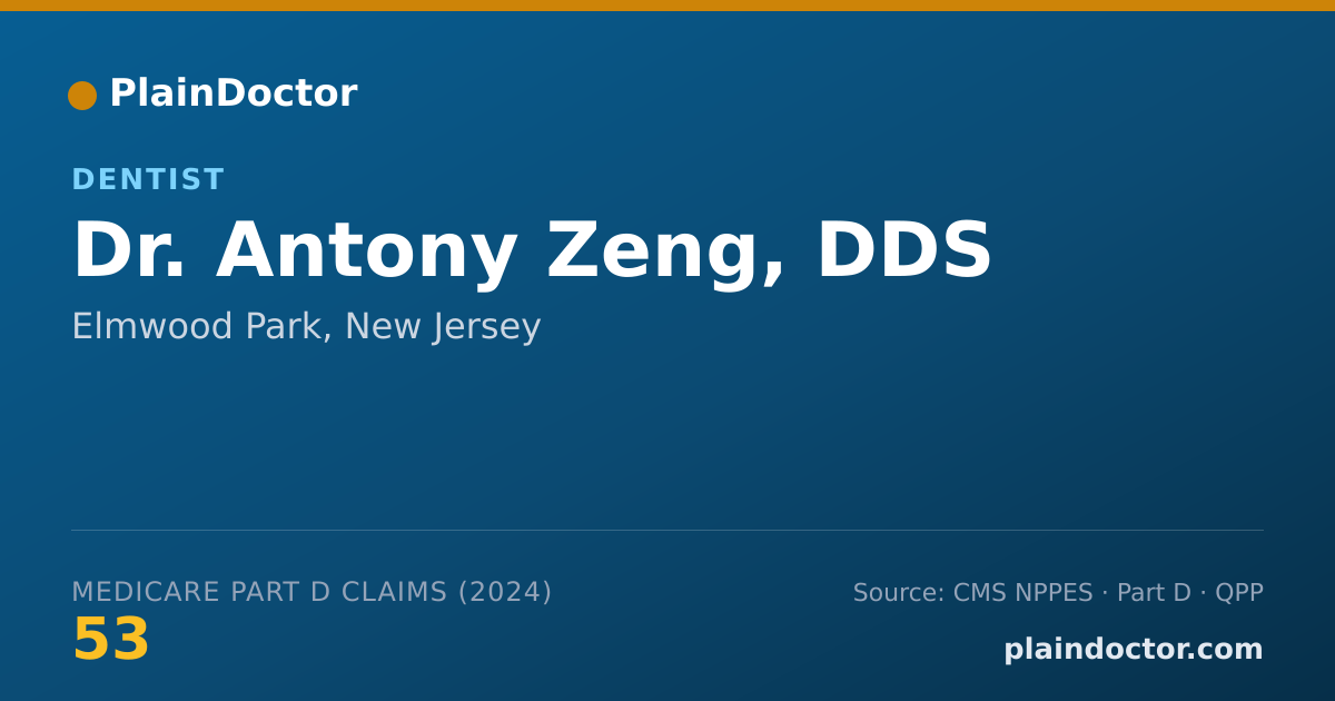 Shareable card for Antony Zeng, DDS - Dentist, Elmwood Park, NJ