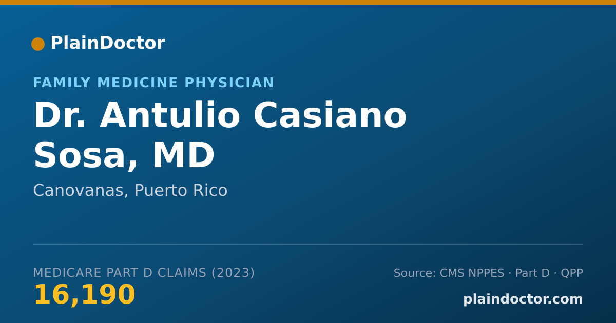 Shareable card for Antulio Casiano Sosa, MD - Family Medicine Physician, Canovanas, PR