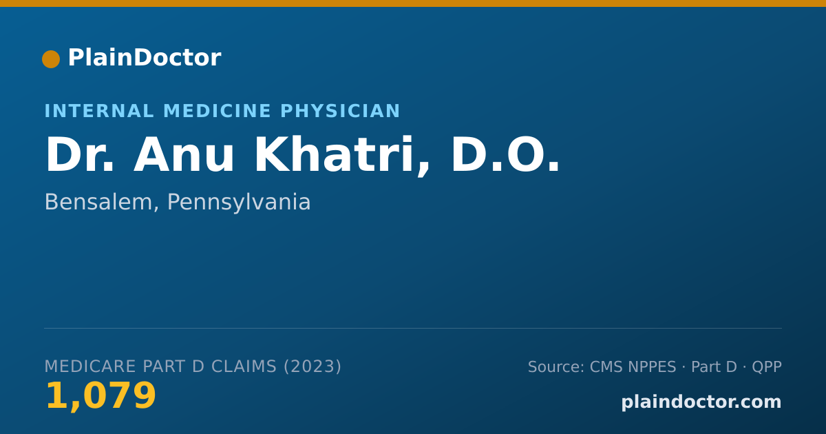 Shareable card for Anu Khatri, D.O. - Internal Medicine Physician, Bensalem, PA