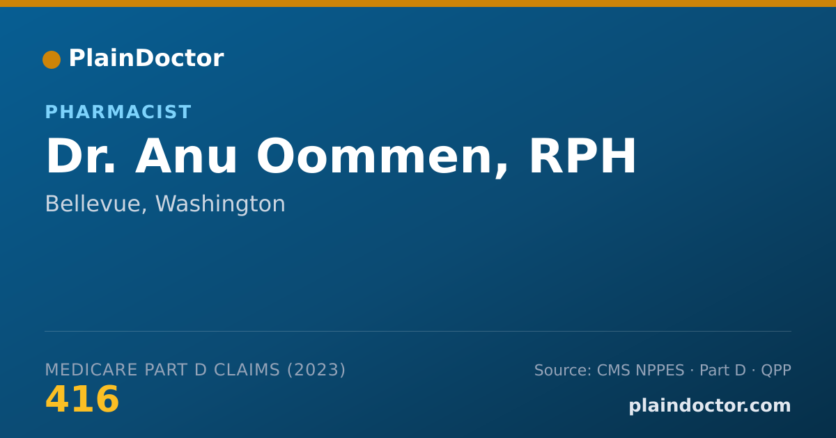 Shareable card for Anu Oommen, RPH - Pharmacist, Bellevue, WA