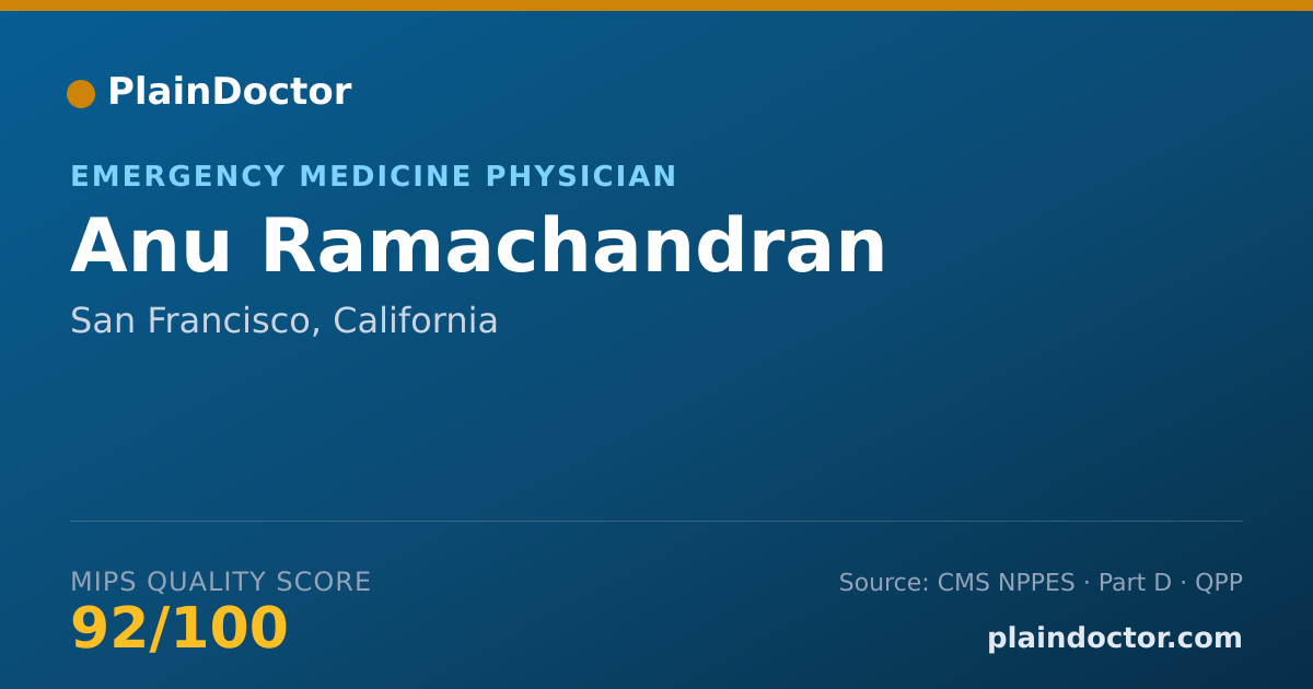 Shareable card for Anu Ramachandran - Emergency Medicine Physician, San Francisco, CA
