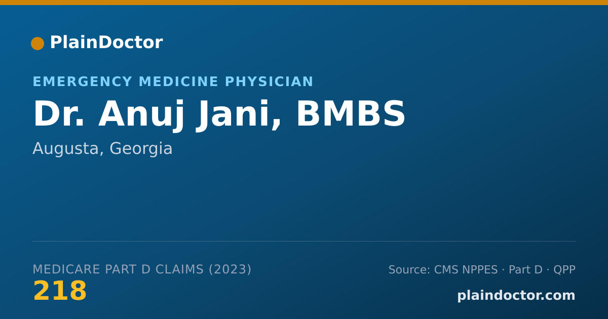 Shareable card for Anuj Jani, BMBS - Emergency Medicine Physician, Augusta, GA
