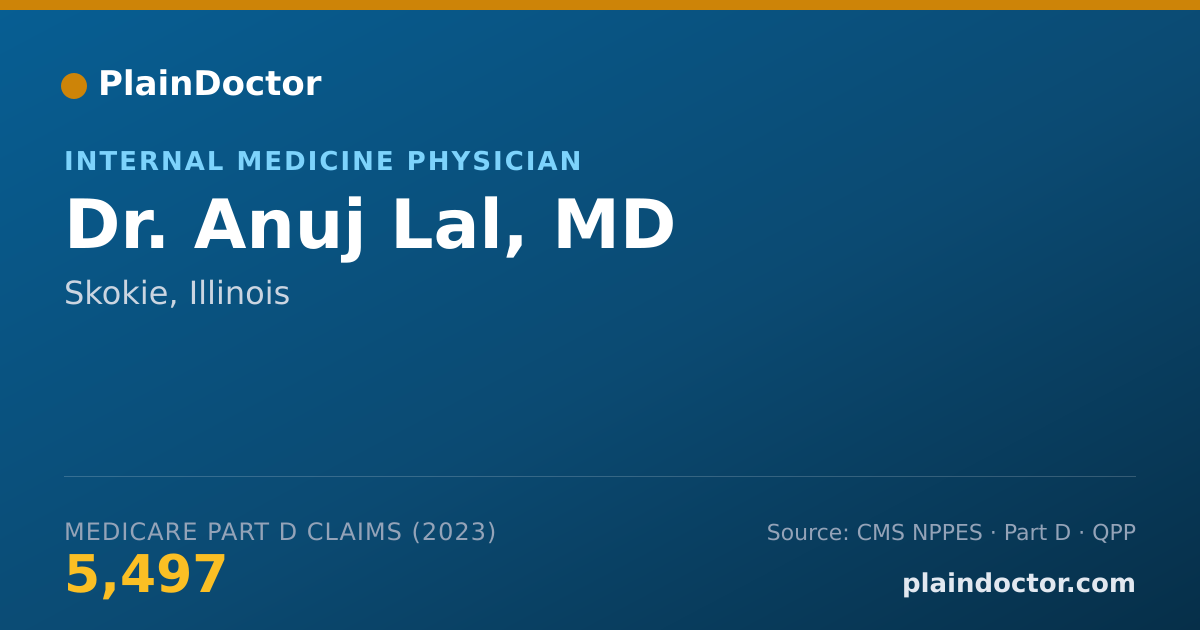 Shareable card for Anuj Lal, MD - Internal Medicine Physician, Skokie, IL
