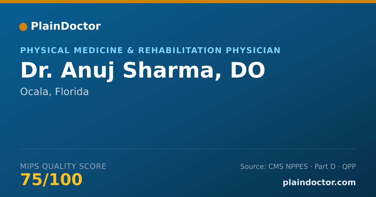 Shareable card for Anuj Sharma, DO - Physical Medicine & Rehabilitation Physician, Ocala, FL