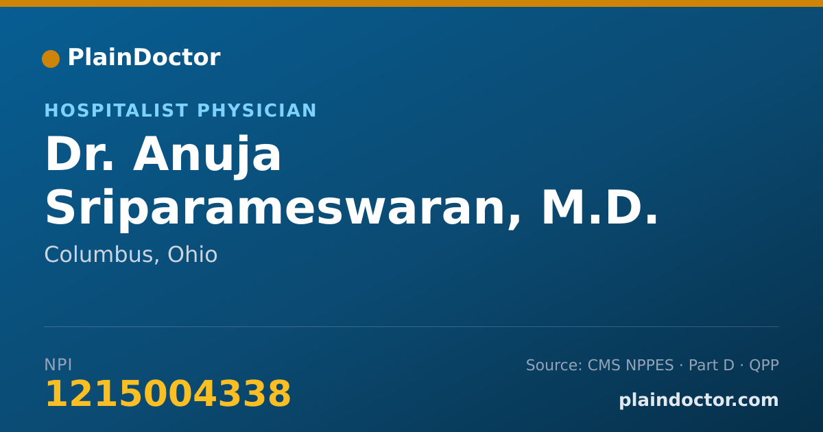Shareable card for Anuja Sriparameswaran, M.D. - Hospitalist Physician, Columbus, OH
