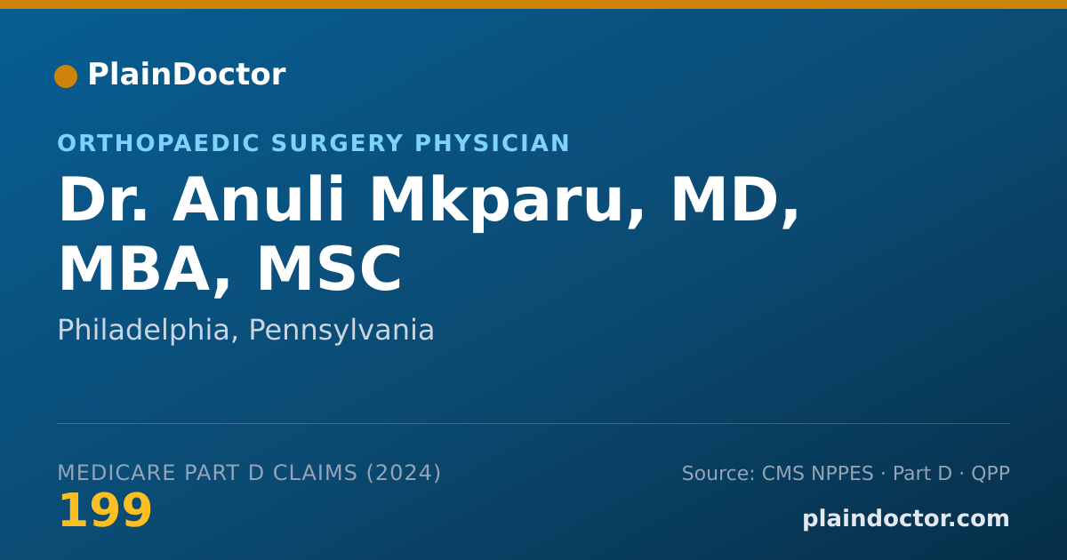 Shareable card for Anuli Mkparu, MD, MBA, MSC - Orthopaedic Surgery Physician, Philadelphia, PA