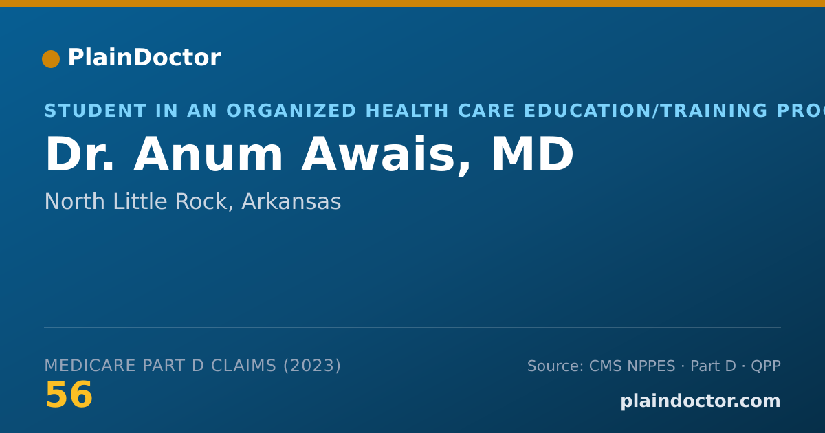 Shareable card for Anum Awais, MD - Student in an Organized Health Care Education/Training Program, North Little Rock, AR