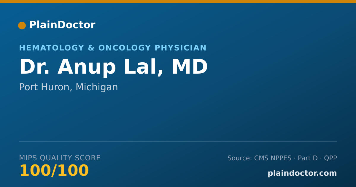 Shareable card for Anup Lal, MD - Hematology & Oncology Physician, Port Huron, MI