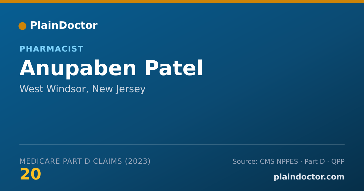 Shareable card for Anupaben Patel - Pharmacist, West Windsor, NJ