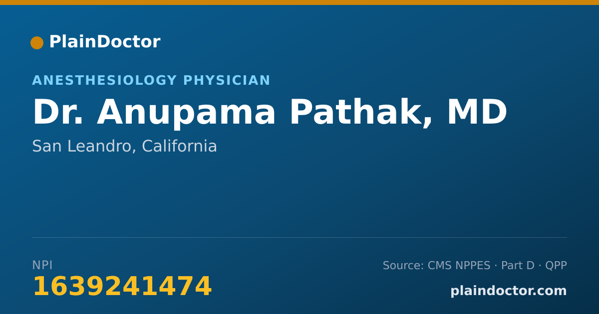 Shareable card for Anupama Pathak, MD - Anesthesiology Physician, San Leandro, CA