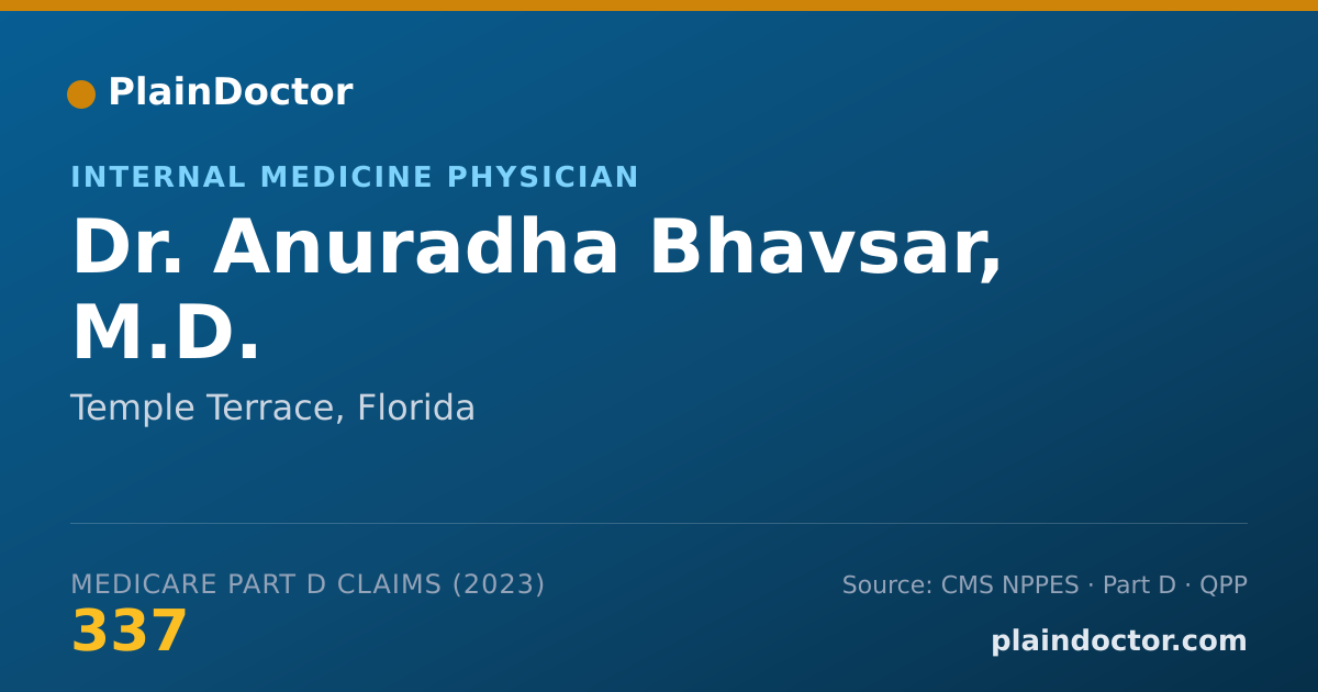 Shareable card for Anuradha Bhavsar, M.D. - Internal Medicine Physician, Temple Terrace, FL