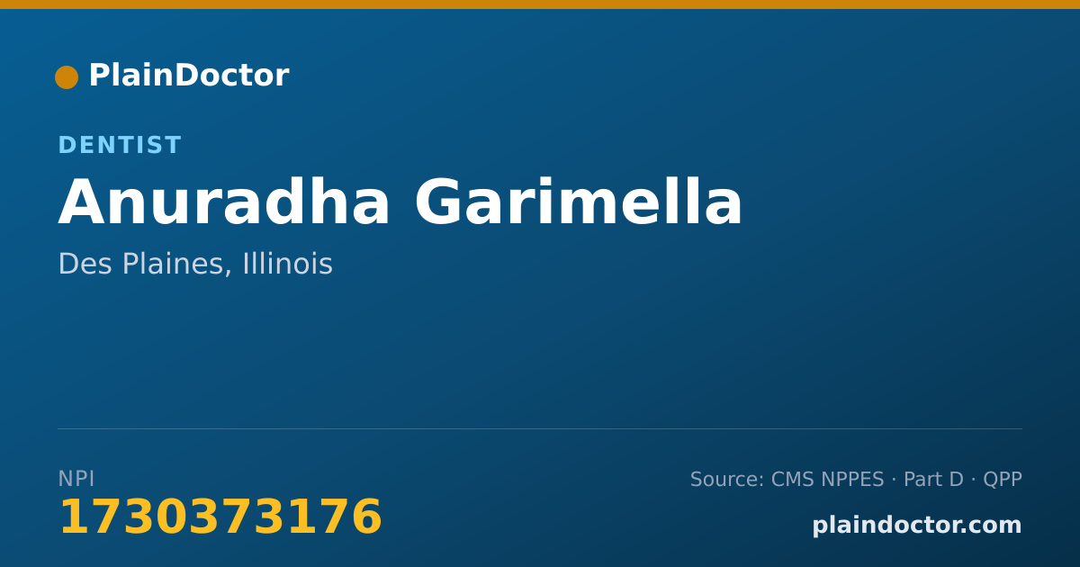 Shareable card for Anuradha Garimella - Dentist, Des Plaines, IL