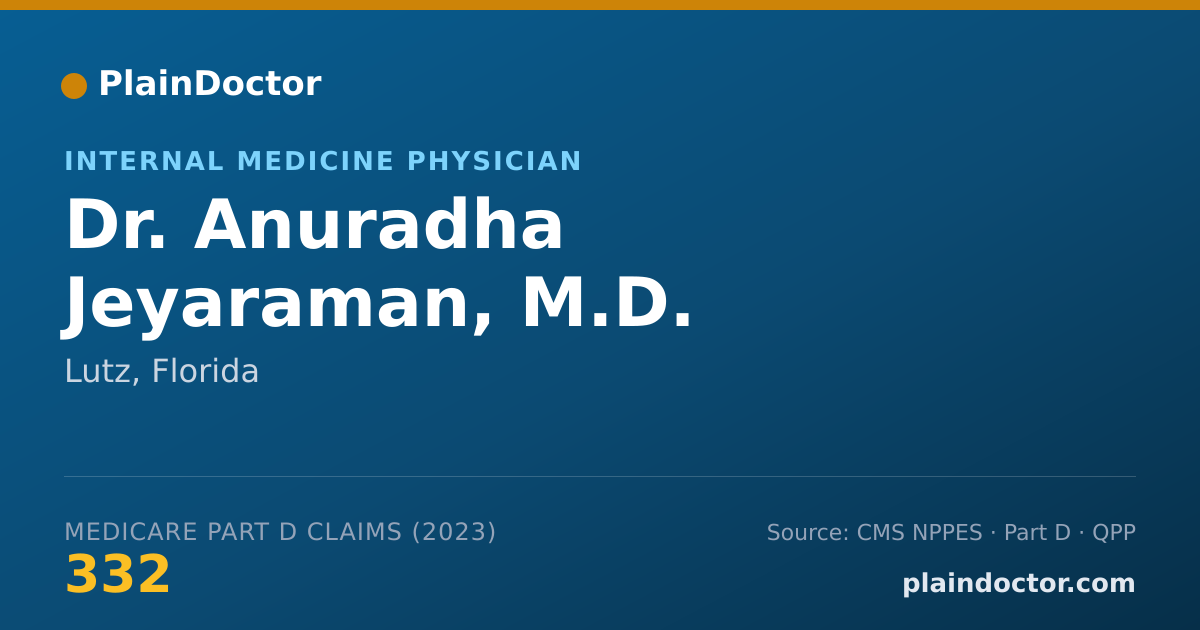 Shareable card for Anuradha Jeyaraman, M.D. - Internal Medicine Physician, Lutz, FL
