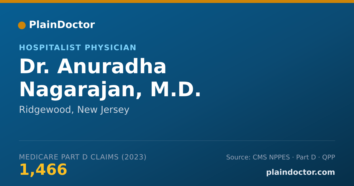 Shareable card for Anuradha Nagarajan, M.D. - Hospitalist Physician, Ridgewood, NJ