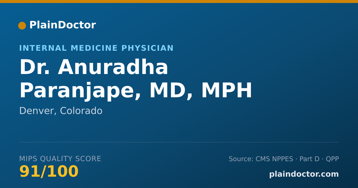 Shareable card for Anuradha Paranjape, MD, MPH - Internal Medicine Physician, Denver, CO