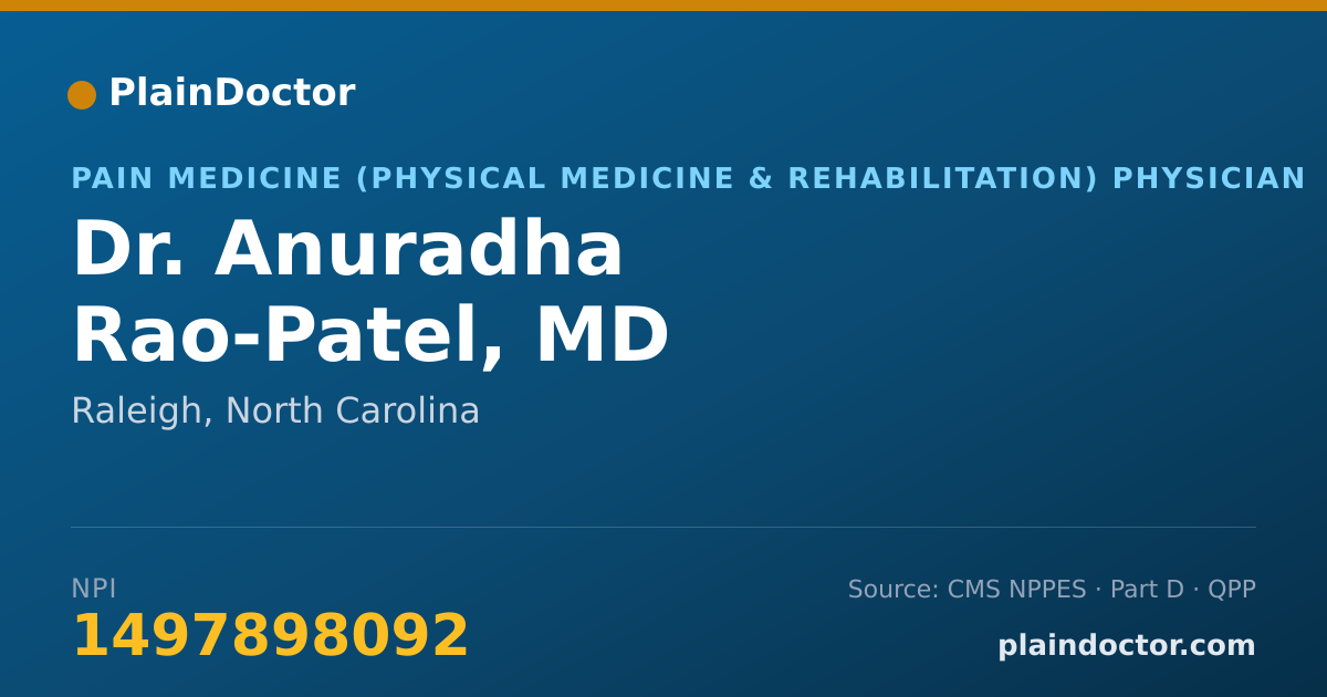 Shareable card for Anuradha Rao-Patel, MD - Pain Medicine (Physical Medicine & Rehabilitation) Physician, Raleigh, NC