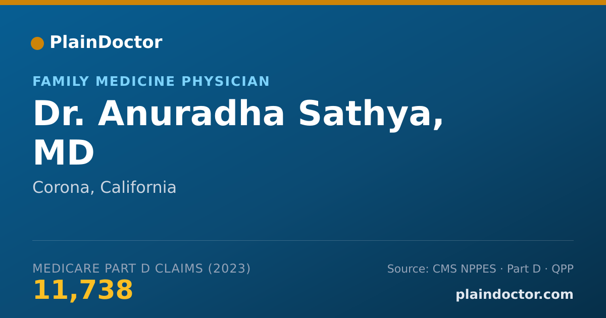 Shareable card for Anuradha Sathya, MD - Family Medicine Physician, Corona, CA