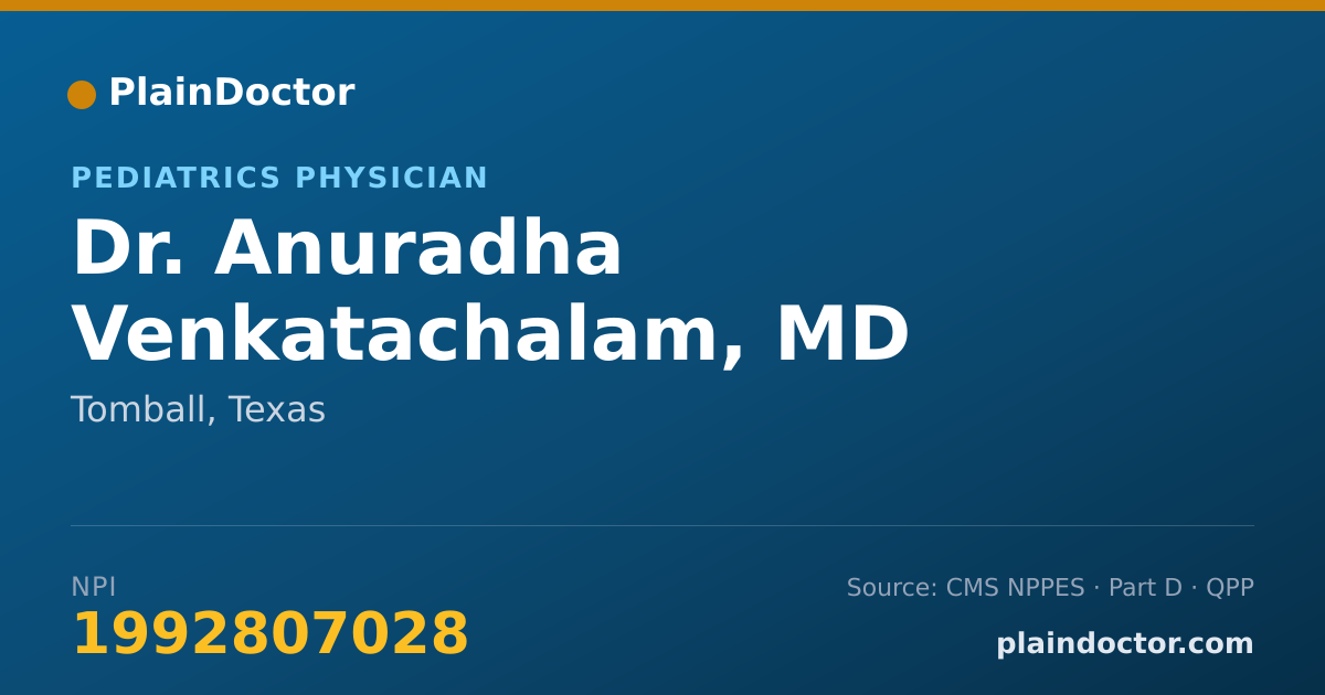 Shareable card for Anuradha Venkatachalam, MD - Pediatrics Physician, Tomball, TX