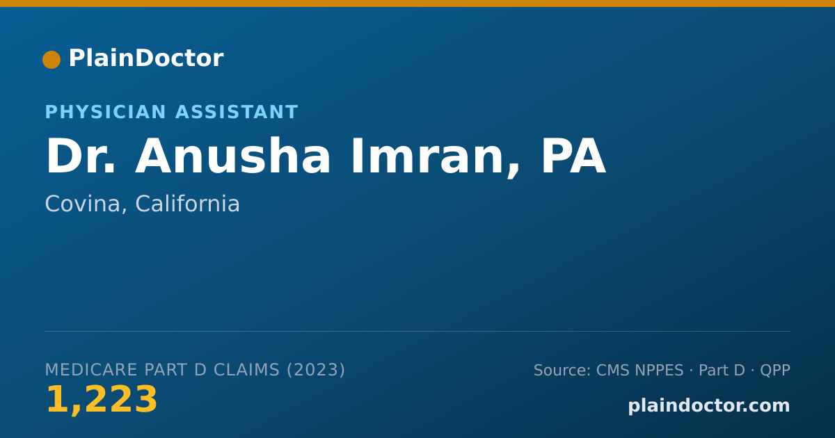 Shareable card for Anusha Imran, PA - Physician Assistant, Covina, CA