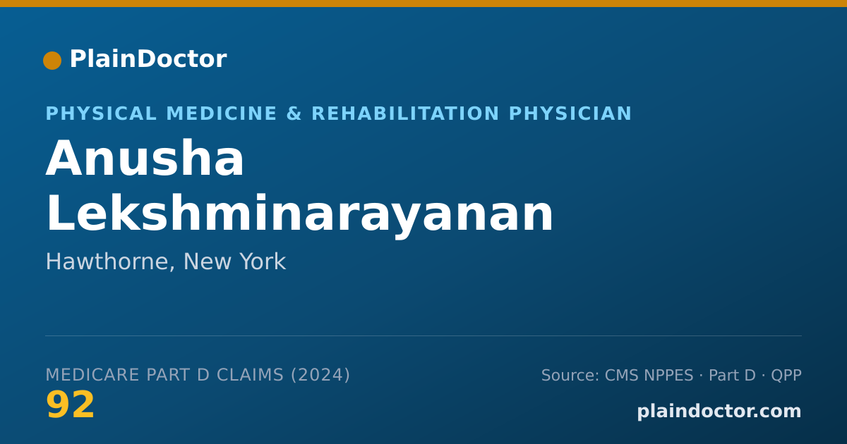 Shareable card for Anusha Lekshminarayanan - Physical Medicine & Rehabilitation Physician, Hawthorne, NY