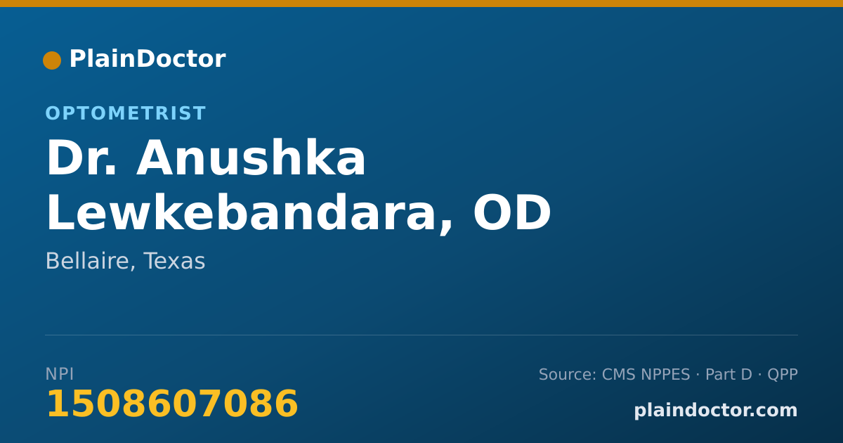 Shareable card for Anushka Lewkebandara, OD - Optometrist, Bellaire, TX