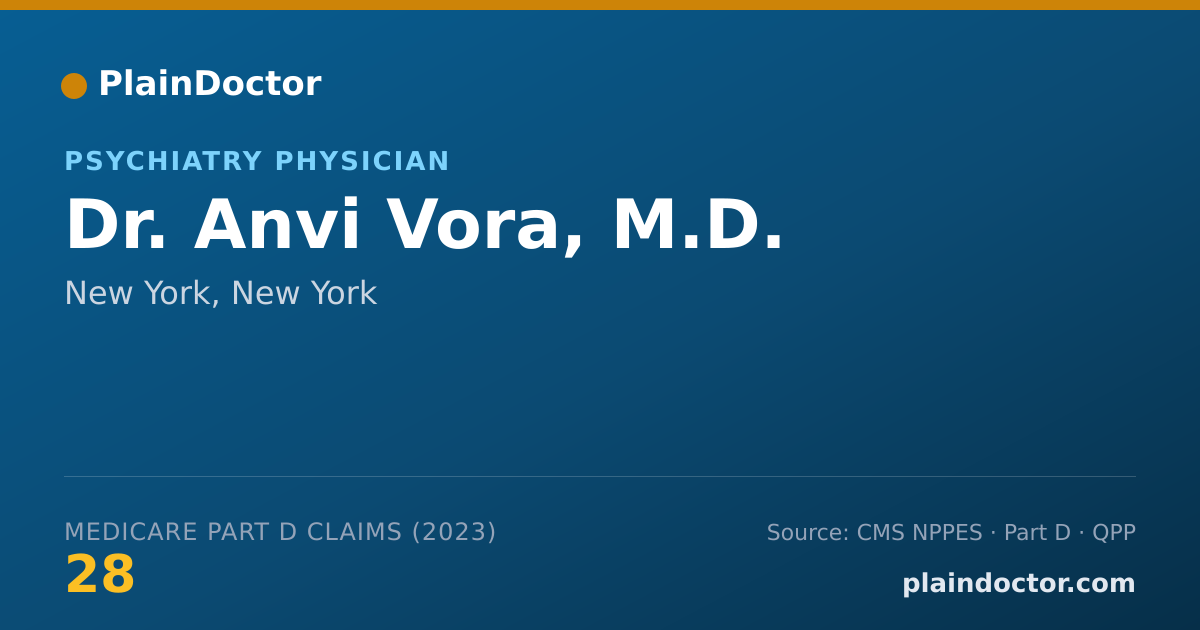 Shareable card for Anvi Vora, M.D. - Psychiatry Physician, New York, NY