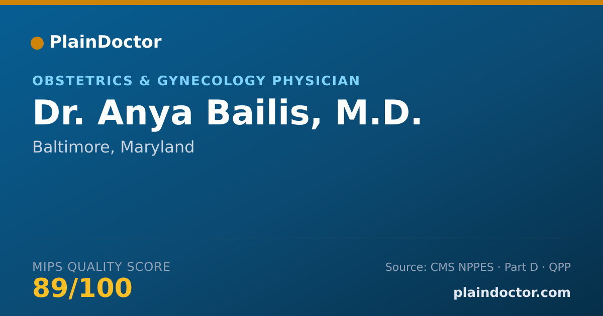 Shareable card for Anya Bailis, M.D. - Obstetrics & Gynecology Physician, Baltimore, MD