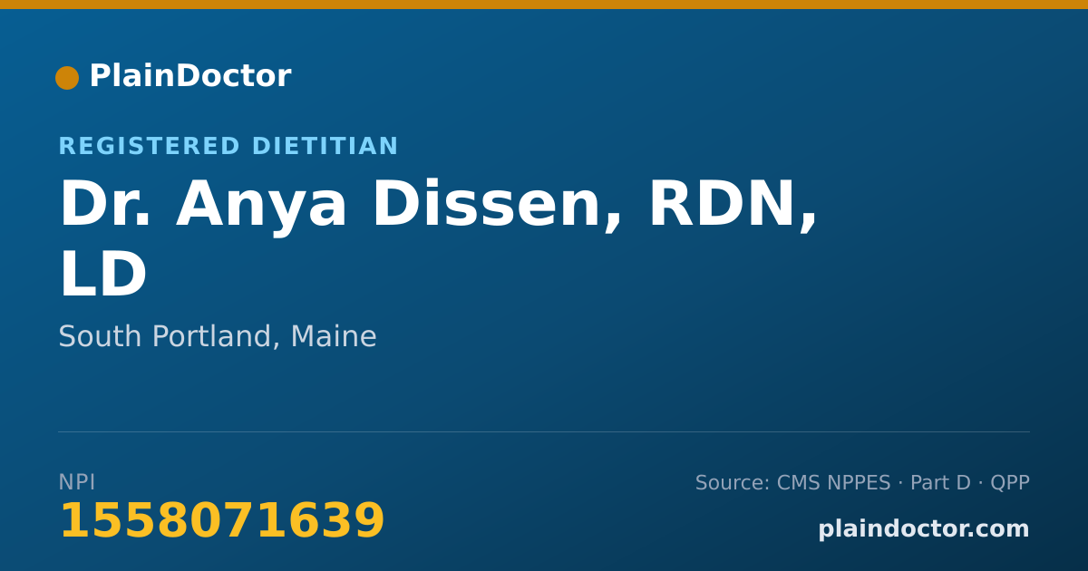 Shareable card for Anya Dissen, RDN, LD - Registered Dietitian, South Portland, ME