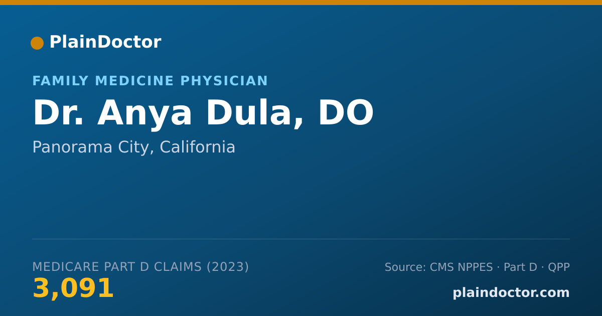 Shareable card for Anya Dula, DO - Family Medicine Physician, Panorama City, CA
