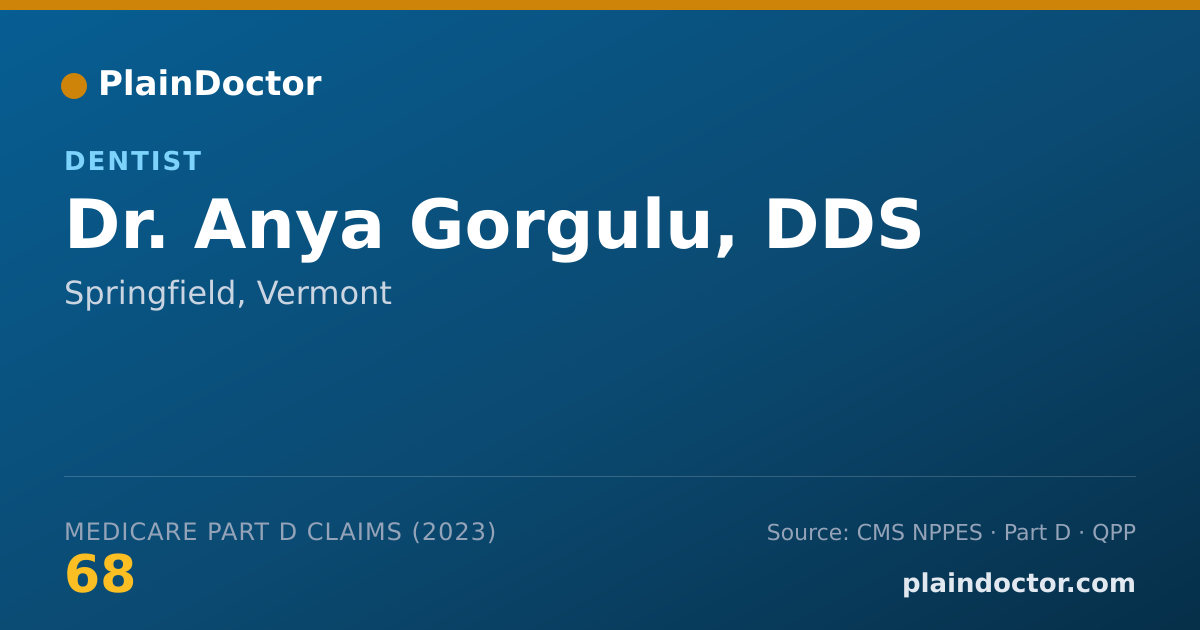 Shareable card for Anya Gorgulu, DDS - Dentist, Springfield, VT