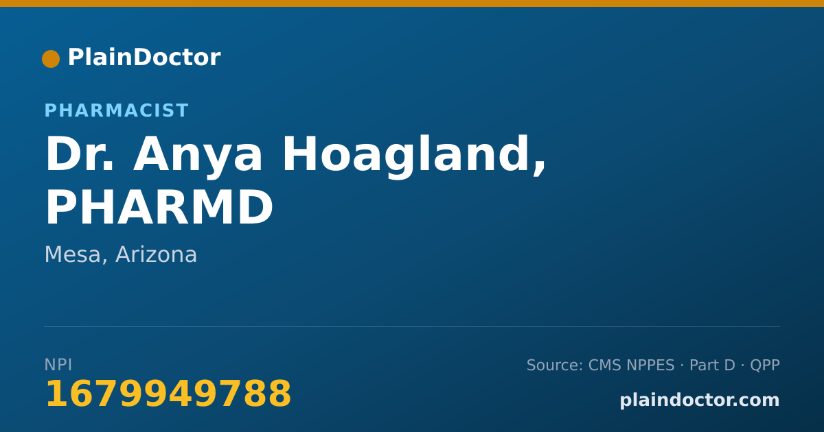 Shareable card for Anya Hoagland, PHARMD - Pharmacist, Mesa, AZ