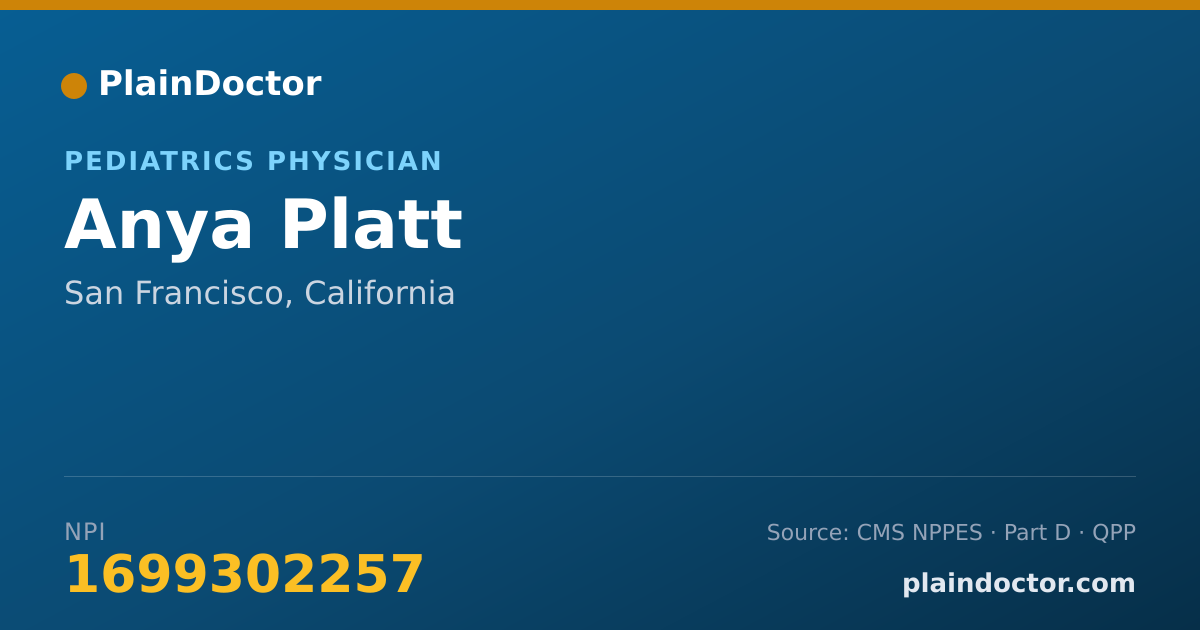 Shareable card for Anya Platt - Pediatrics Physician, San Francisco, CA