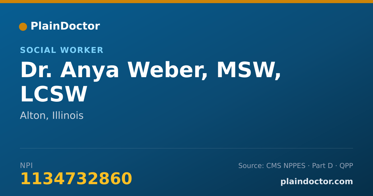 Shareable card for Anya Weber, MSW, LCSW - Social Worker, Alton, IL