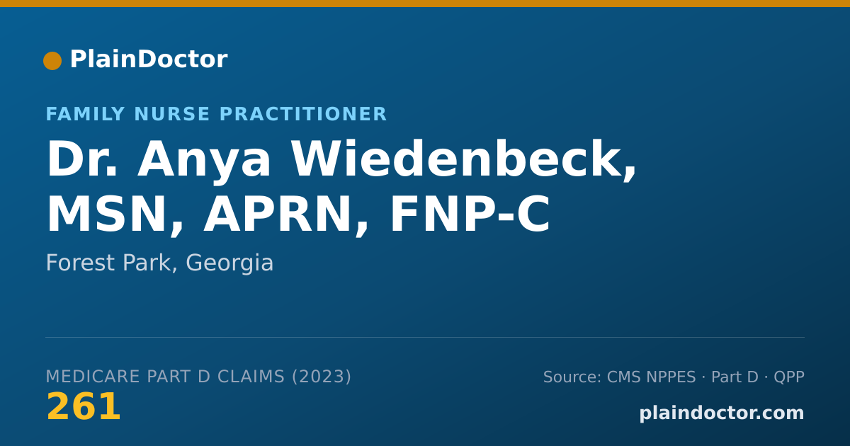 Shareable card for Anya Wiedenbeck, MSN, APRN, FNP-C - Family Nurse Practitioner, Forest Park, GA