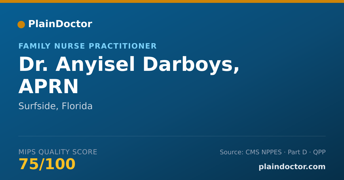 Shareable card for Anyisel Darboys, APRN - Family Nurse Practitioner, Surfside, FL