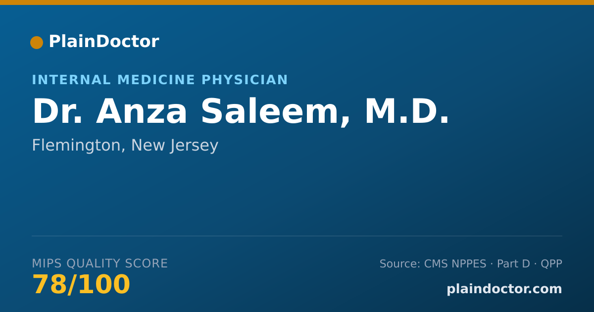 Shareable card for Anza Saleem, M.D. - Internal Medicine Physician, Flemington, NJ
