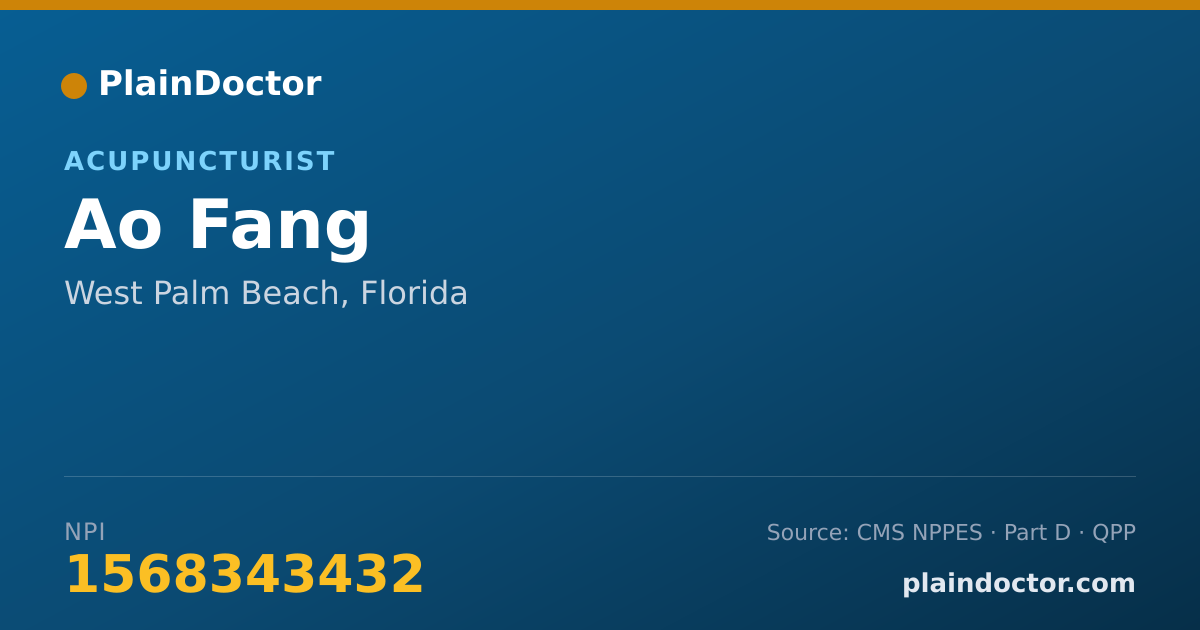 Shareable card for Ao Fang - Acupuncturist, West Palm Beach, FL