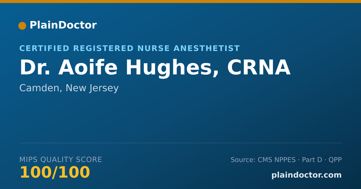 Shareable card for Aoife Hughes, CRNA - Certified Registered Nurse Anesthetist, Camden, NJ
