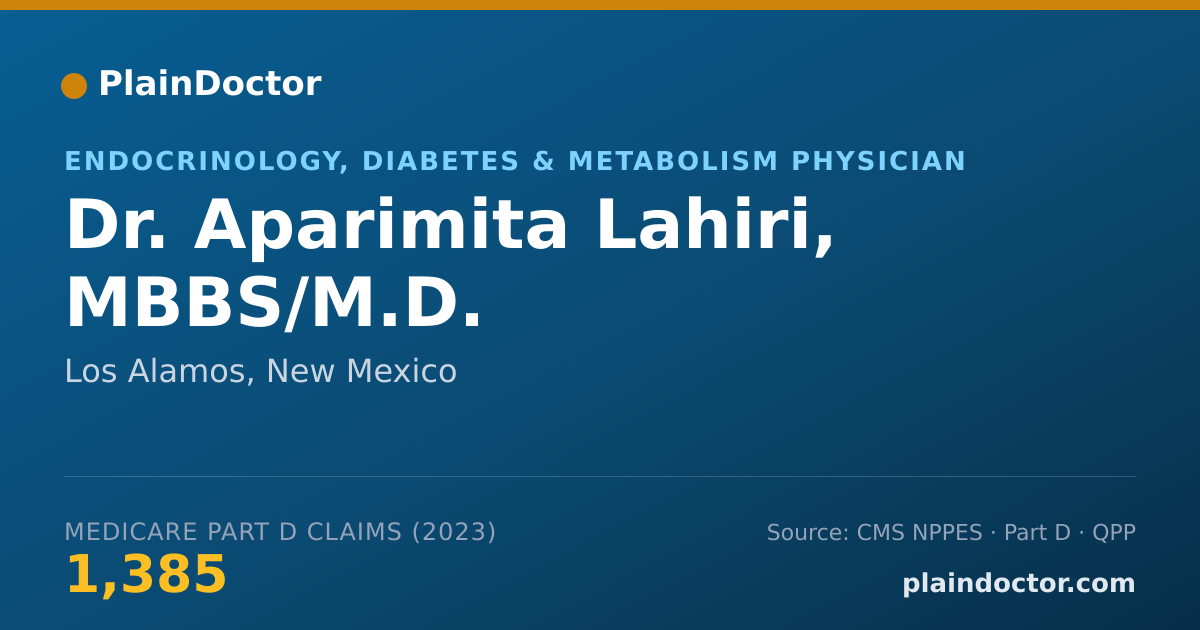 Shareable card for Aparimita Lahiri, MBBS/M.D. - Endocrinology, Diabetes & Metabolism Physician, Los Alamos, NM