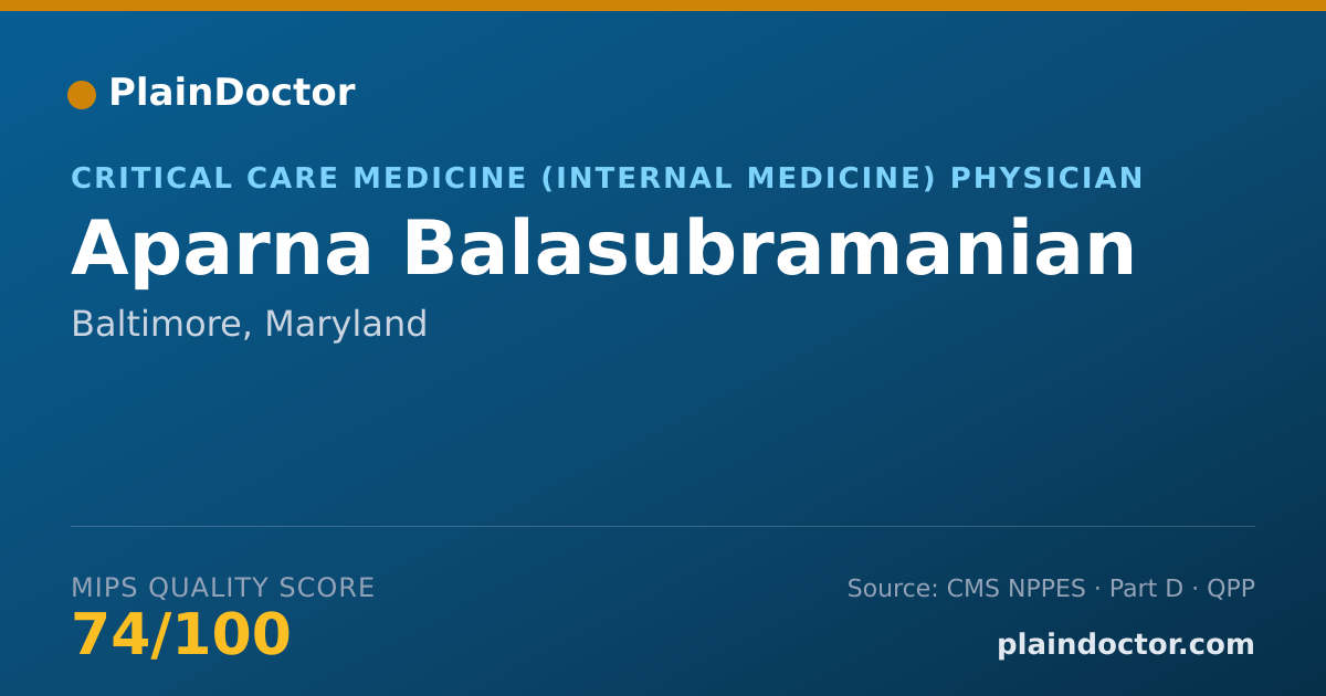 Shareable card for Aparna Balasubramanian - Critical Care Medicine (Internal Medicine) Physician, Baltimore, MD
