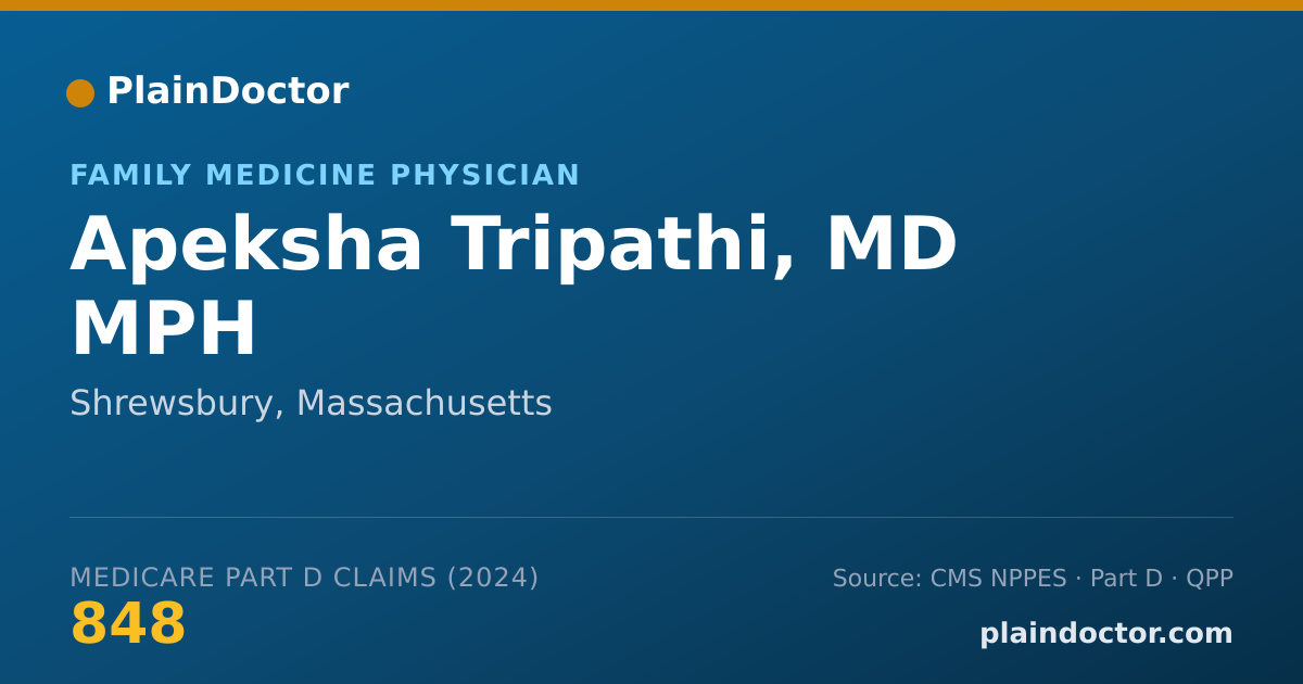 Shareable card for Apeksha Tripathi, MD MPH - Family Medicine Physician, Shrewsbury, MA