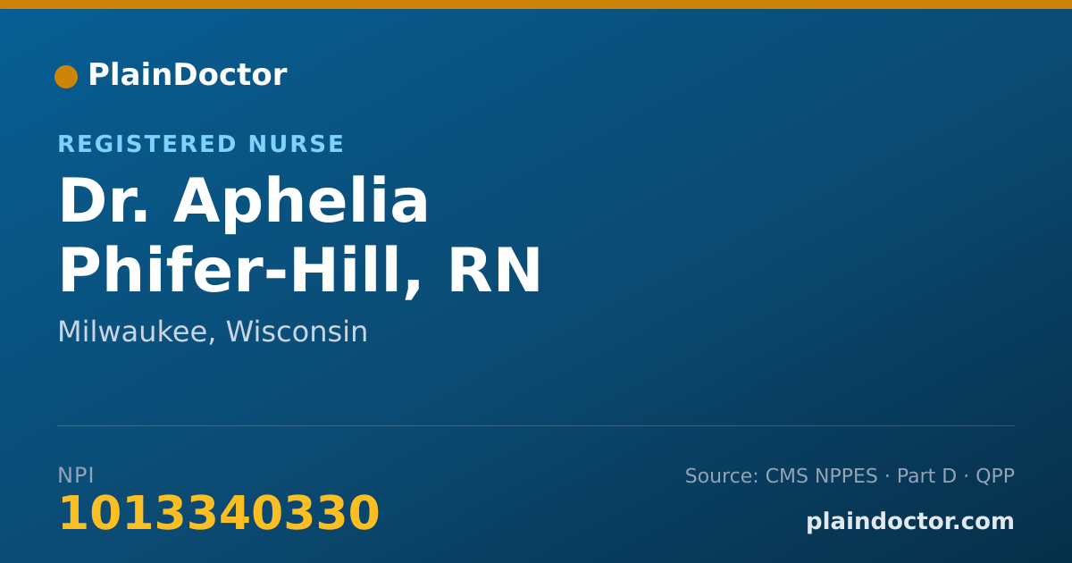 Shareable card for Aphelia Phifer-Hill, RN - Registered Nurse, Milwaukee, WI