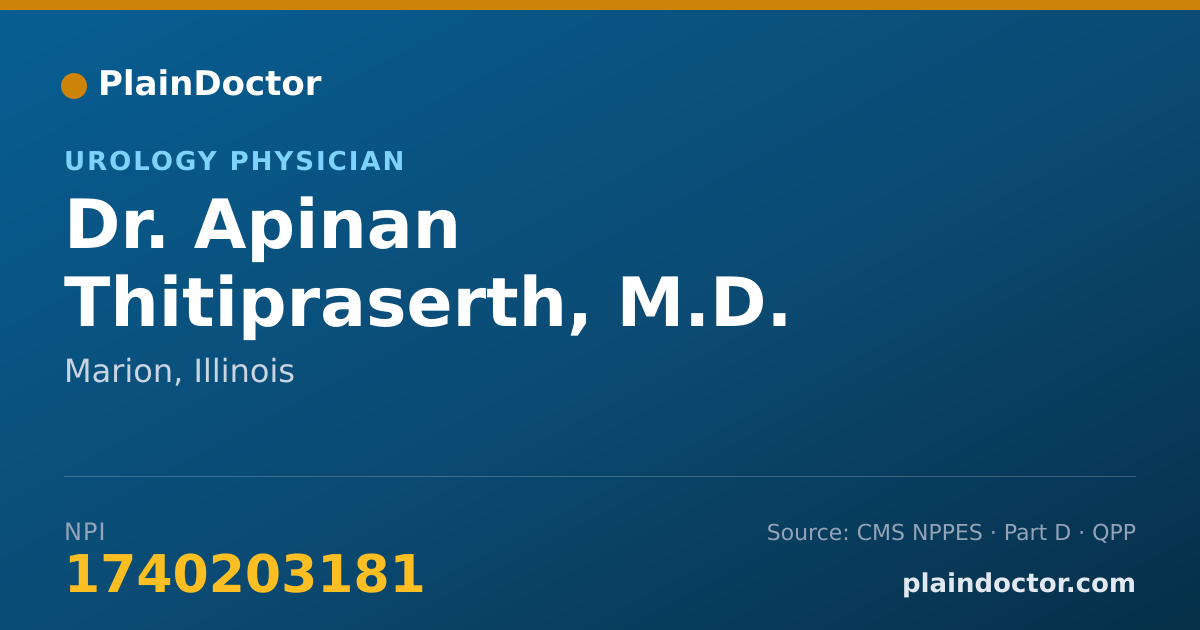 Shareable card for Apinan Thitipraserth, M.D. - Urology Physician, Marion, IL