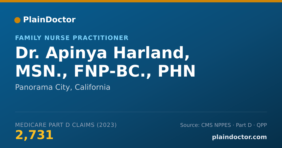 Shareable card for Apinya Harland, MSN., FNP-BC., PHN - Family Nurse Practitioner, Panorama City, CA