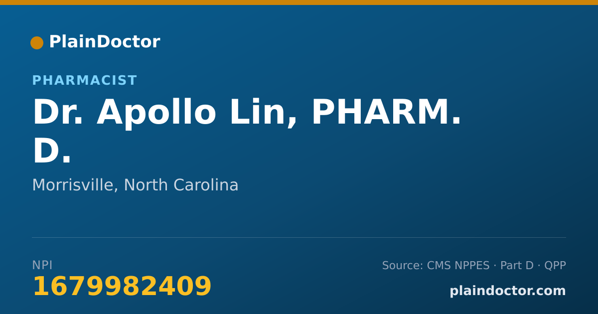 Shareable card for Apollo Lin, PHARM. D. - Pharmacist, Morrisville, NC
