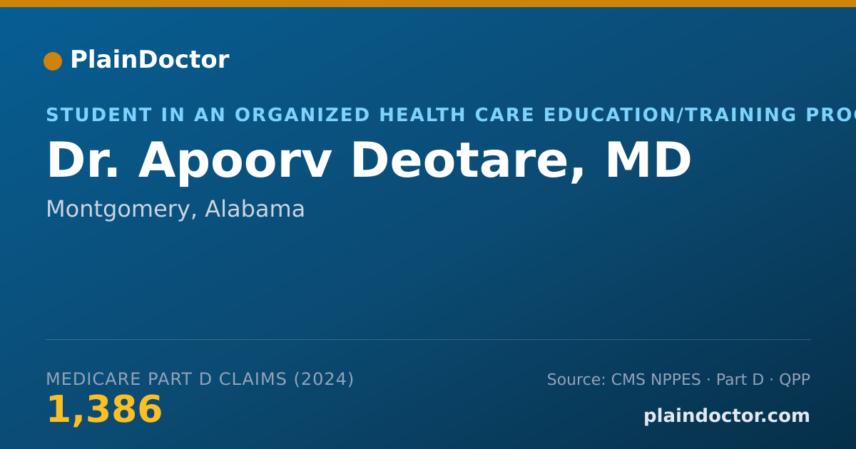 Shareable card for Apoorv Deotare, MD - Student in an Organized Health Care Education/Training Program, Montgomery, AL