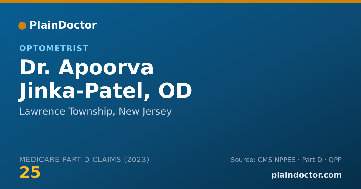 Shareable card for Apoorva Jinka-Patel, OD - Optometrist, Lawrence Township, NJ